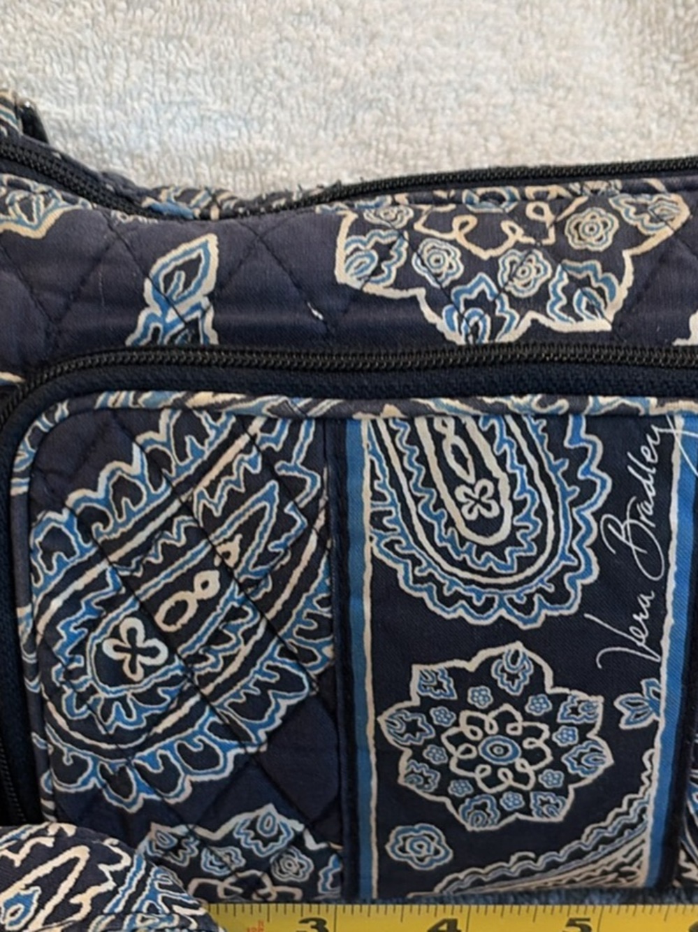 Vera Bradley RFID All in One Crossbody Paisley Bag Blue & Black
